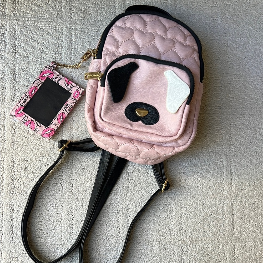 Betsey Johnson Pink Quilted Floral Mini Backpack